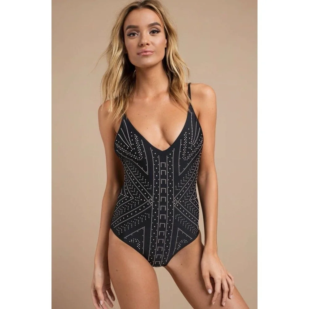 BEACH RIOT BRIDGET EMBELLISHED ONE PIECE SWIMSUIT - BLACK NWOT Size S - Picture 1 of 9